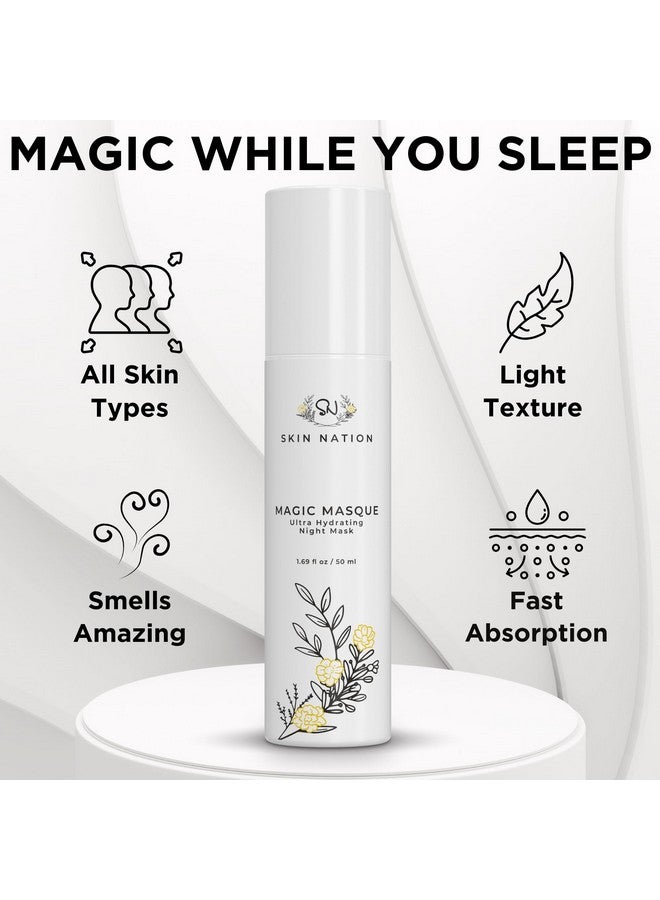 Magic Collagen Face Mask And Night Moisturizer For Face With Organic Aloe & Vitamin E Overnight Hydrating Serum For Skin Tightening & Glowing Skin Pore Minimizer For Face Made In Usa Cruelty Free