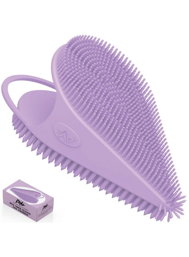 Silicone Face Scrubber Dual Sided Manual Facial Cleansing Brush Face Scrubber And Exfoliator Deep Cleansing For All Skin Type (Lavender)