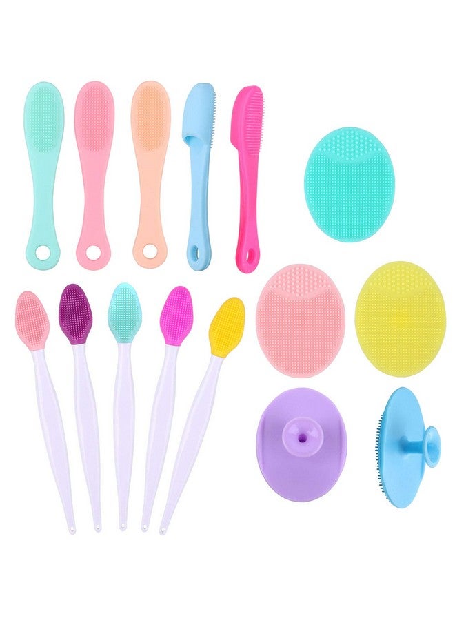 Silicone Facial Cleansing Brush Set Of 15 5Pcs Face Scrubber 5Pcs Nose Blackhead Remover And 5Pcs Doublesided Exfoliating Lip Brush Lip Exfoliator Tool For Skincare