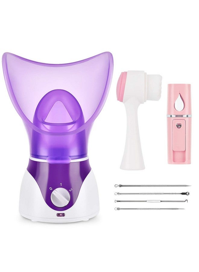 Facial Steamer For Face Nano Facial Mister Sprayer Set Face Steamer For Facial Deep Cleaning Portable Mini Face Steamer For Clogged Pore Sinuses (Include Blackhead Remover Kit Brush)