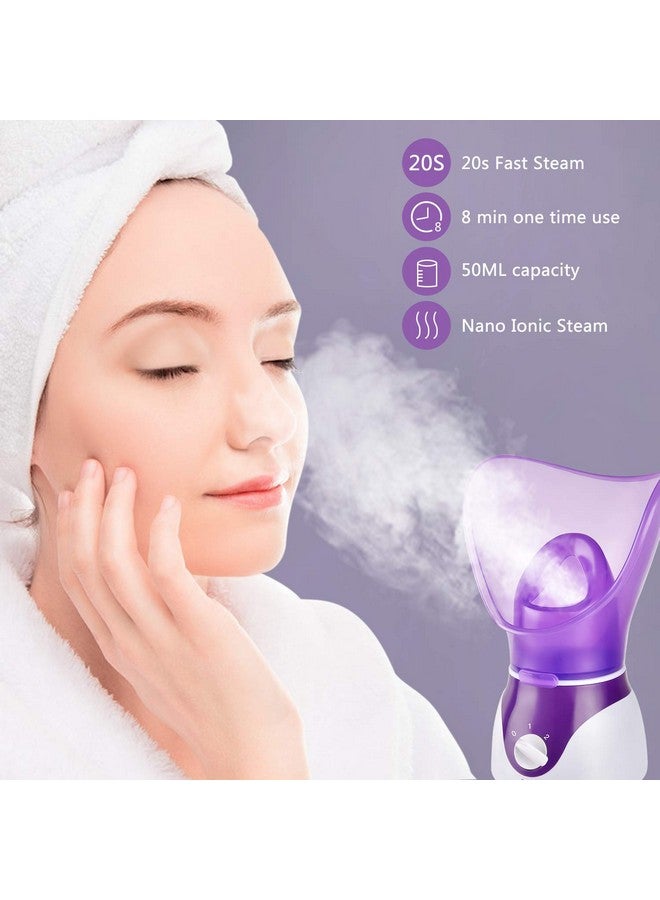 Facial Steamer For Face Nano Facial Mister Sprayer Set Face Steamer For Facial Deep Cleaning Portable Mini Face Steamer For Clogged Pore Sinuses (Include Blackhead Remover Kit Brush)