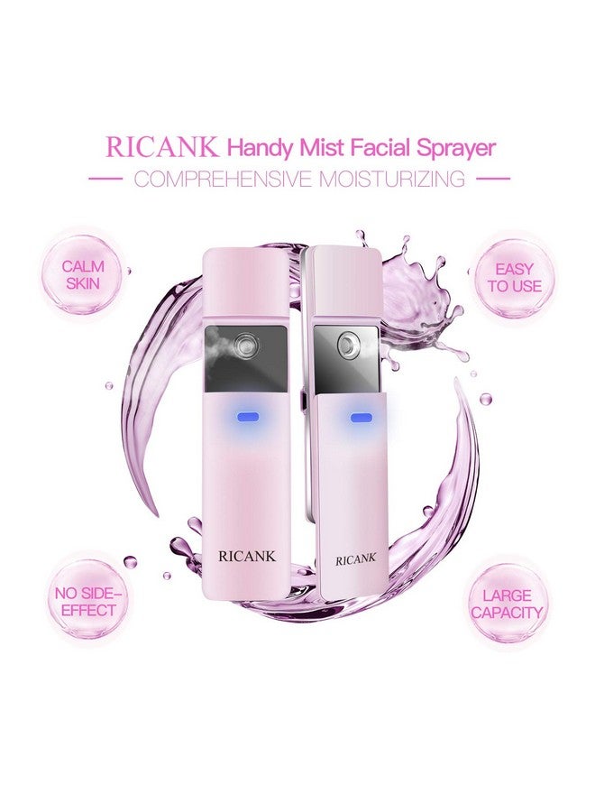 Facial Nano Mister Handy Mist Spray Steamer Face Sprayer Rechargeable Sliding Facial Mini Nano Steam Moisture Mist Eyelash Extensions Best Dry Oil Skin Moisturizing Treatment Face Mister Pink