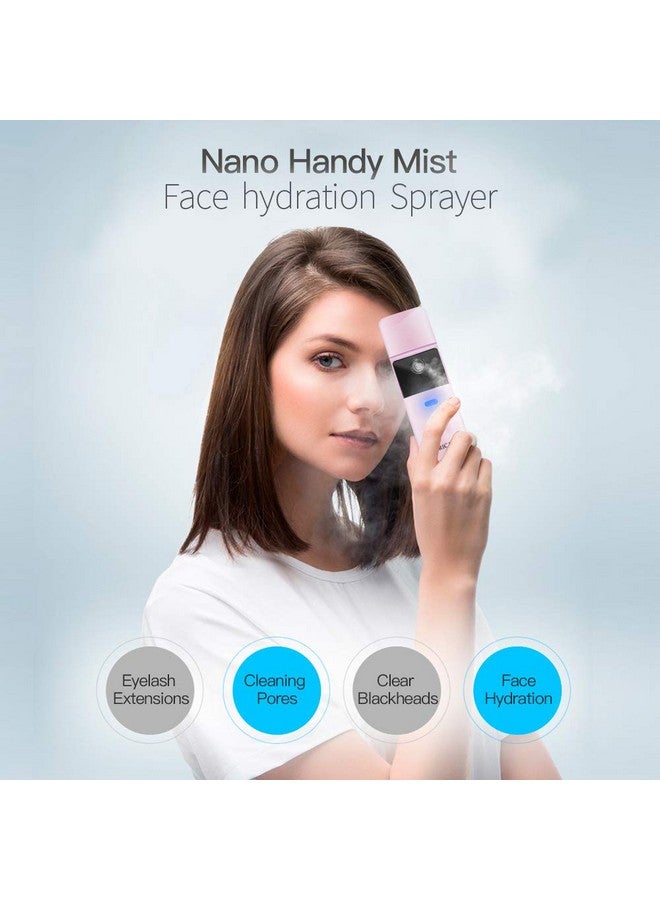 Facial Nano Mister Handy Mist Spray Steamer Face Sprayer Rechargeable Sliding Facial Mini Nano Steam Moisture Mist Eyelash Extensions Best Dry Oil Skin Moisturizing Treatment Face Mister Pink