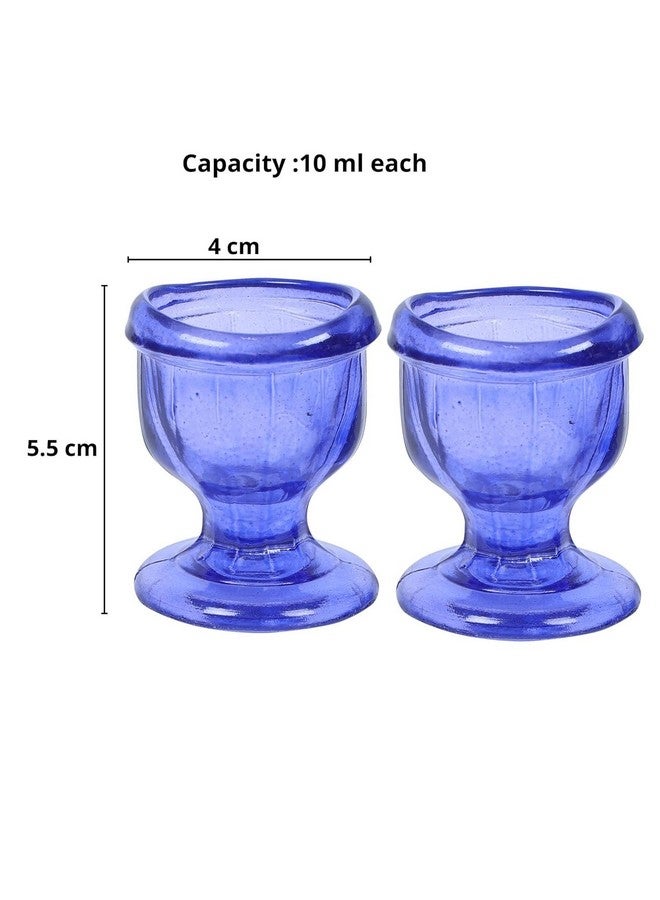 Glass Eye Wash Cup For Keep Your Eyes Clean And Healthy Soothing Relief From Allergens Irritants Makeup Dust Dry Eyes Eye Shaped Rim Snug Fit Set Of 2 (Blue)