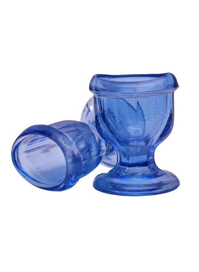 Glass Eye Wash Cup For Keep Your Eyes Clean And Healthy Soothing Relief From Allergens Irritants Makeup Dust Dry Eyes Eye Shaped Rim Snug Fit Set Of 2 (Blue)