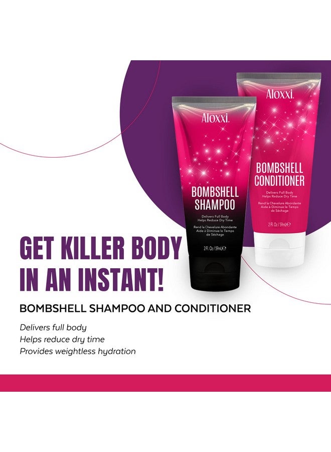 Bombshell 4Piece Travel Kit To Provide Texture And Shine 10 Antioxidants Reduce Dry Time And Strengthens Hair To Restore Volume 1 Of Each: Shampoo Conditioner Shine Mist Hairspray