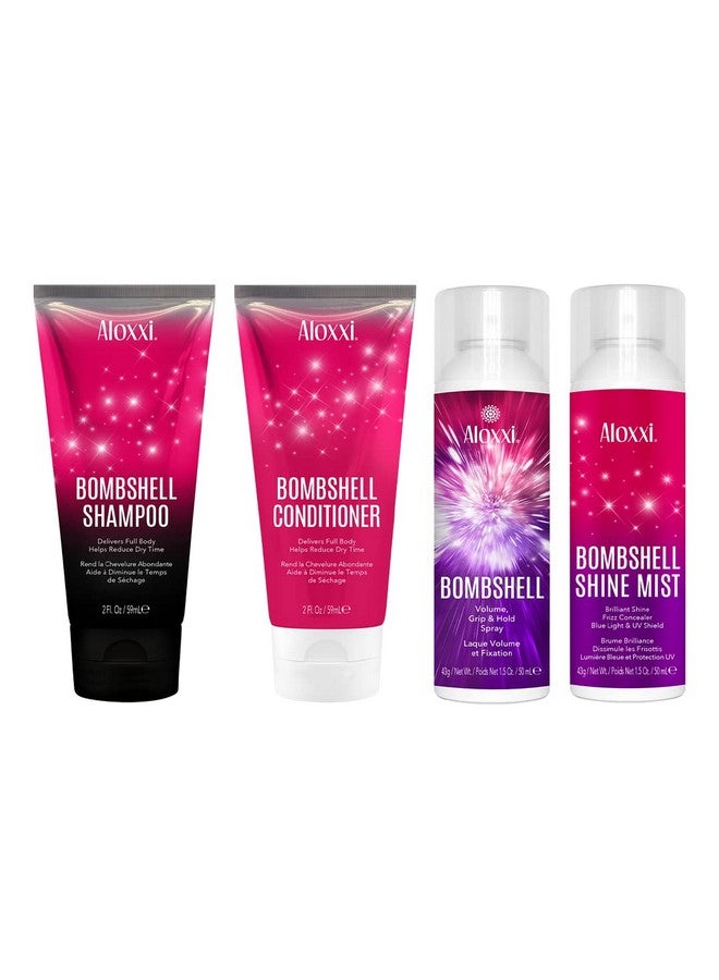 Bombshell 4Piece Travel Kit To Provide Texture And Shine 10 Antioxidants Reduce Dry Time And Strengthens Hair To Restore Volume 1 Of Each: Shampoo Conditioner Shine Mist Hairspray