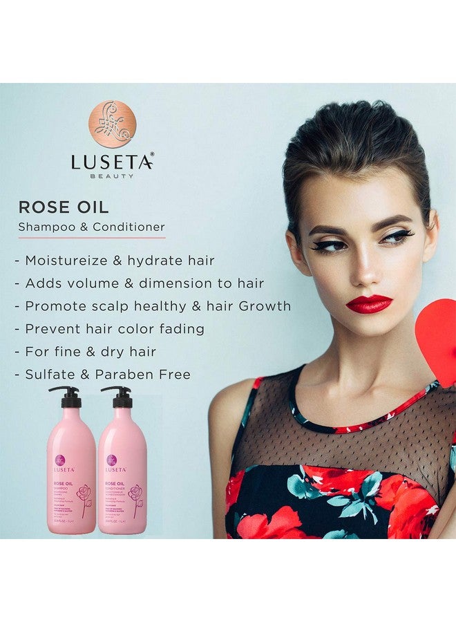 Luseta Rose Oil Shampoo And Conditioner Set For Fine And Dry Hair 2X33.8Oz