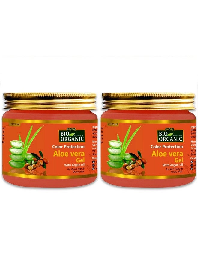 Bio Organic Color Protection Aloe Vera Gel With Argan Oil For Rich Colour & Shiny Hair (175 X 2 = 350Ml) Set Of 2