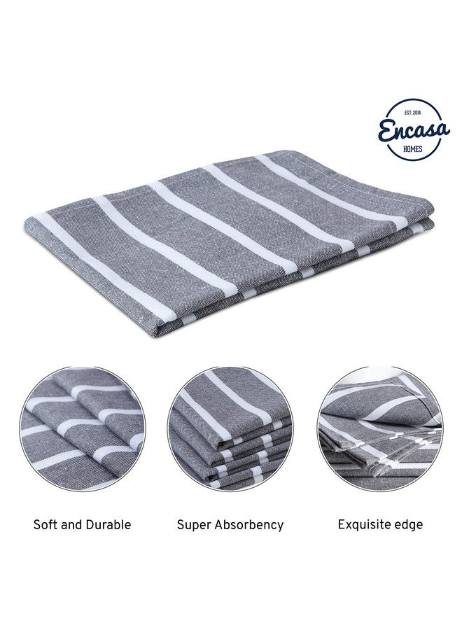 Encasa Homes Antiodour Kitchen Dish Towels 18 X 28 Inch (4 Pc Set) Highly Absorbent Tea Towels For Cleaning & Quick Drying Ecofriendly Cotton Roma Grey Stripes