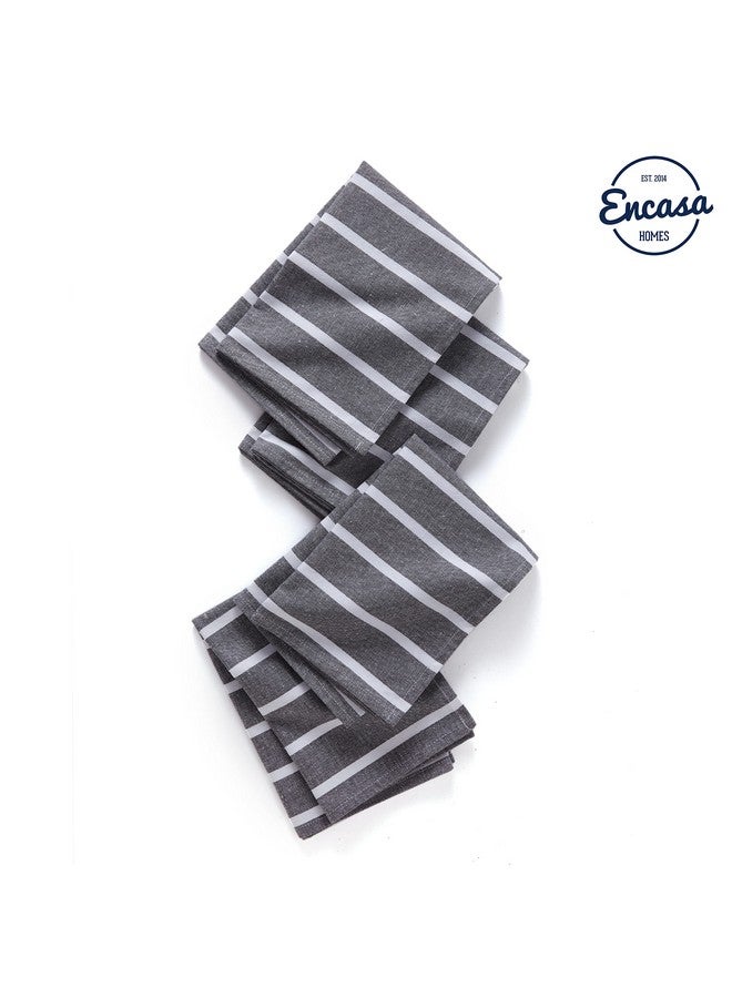Encasa Homes Antiodour Kitchen Dish Towels 18 X 28 Inch (4 Pc Set) Highly Absorbent Tea Towels For Cleaning & Quick Drying Ecofriendly Cotton Roma Grey Stripes