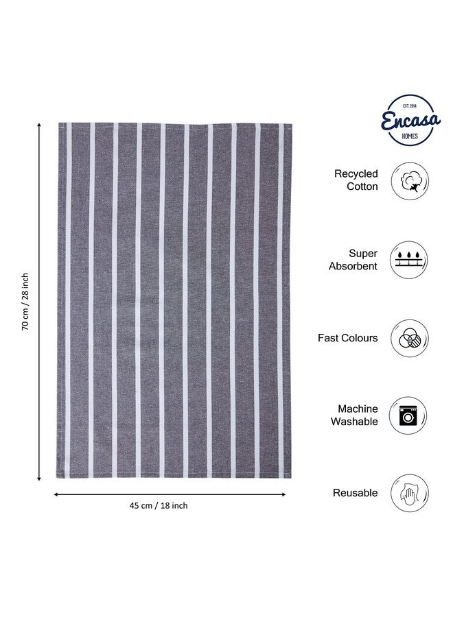 Encasa Homes Antiodour Kitchen Dish Towels 18 X 28 Inch (4 Pc Set) Highly Absorbent Tea Towels For Cleaning & Quick Drying Ecofriendly Cotton Roma Grey Stripes
