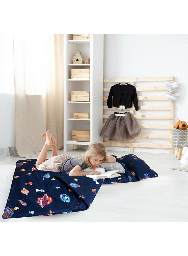 Space Toddler Nap Mat Set With Removable Pillow For Toddler Boys Girls Soft And Lightweight For Daycare Preschool Travel Kindergarten Sleeping Bag Fits Ages 36 Years Space
