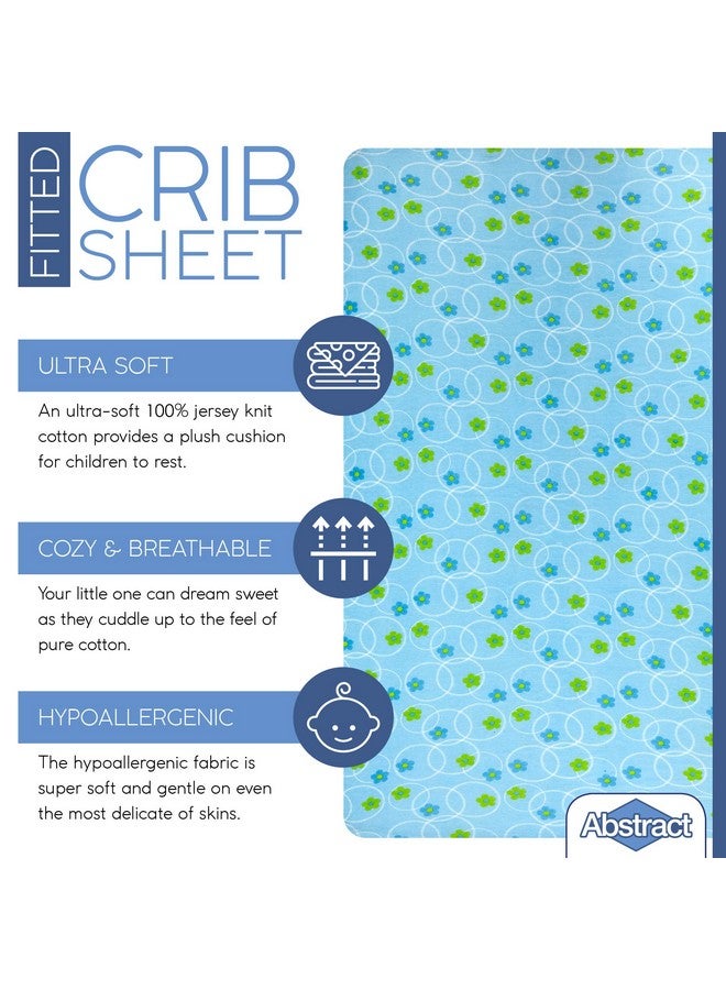 Bassinet Sheets For Baby/Infant Deep Fitted Soft Jersey Knit By Abstract 16 X 32 (Floral Blue)