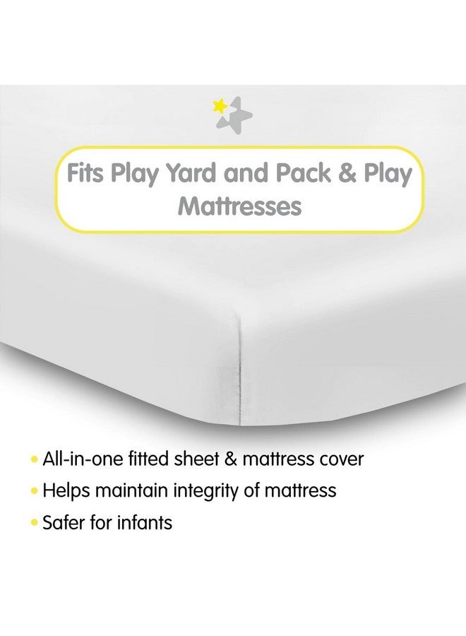 Allinone Fitted Sheet & Waterproof Cover For 39 X 27/99 X 69 Cm Play Yard Mattress White (2Pack)