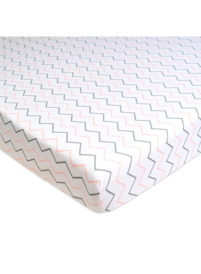 Fitted Pack N Play Playard Sheet 27 X 39 Soft Breathable Neutral 100% Cotton Jersey Pack And Play Sheet Pink Zigzag For Boys And Girls Fits Most Mini Crib Mattresses