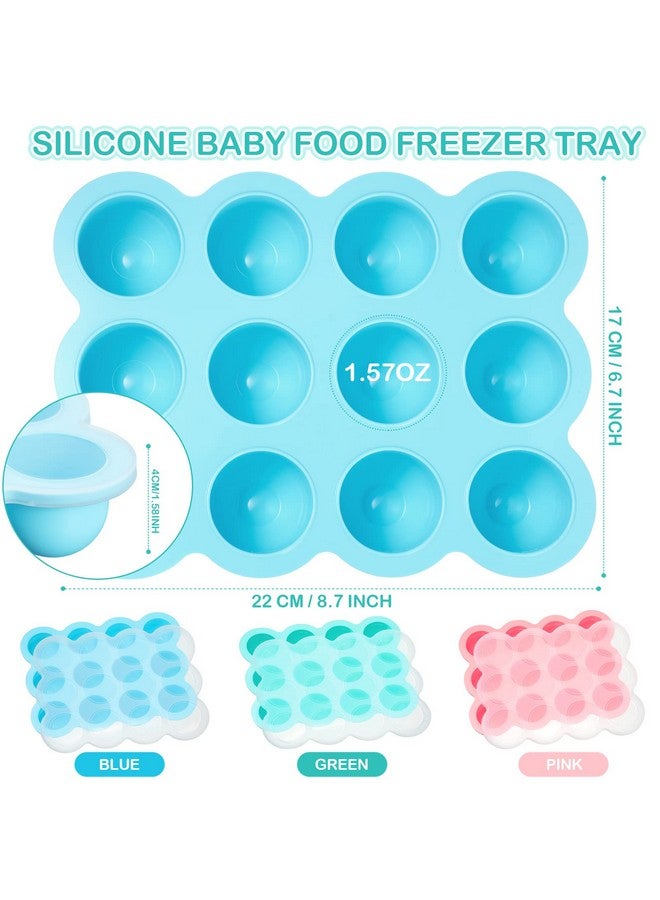 3 Baby Food Storage Container 12 Cup Silicone Baby Food Freezer Tray With Lid Stackable Reusable Silicone Baby Food Freezer Storage Tray For Food Vegetable Fruit Puree Breast Milk (Multicolor)