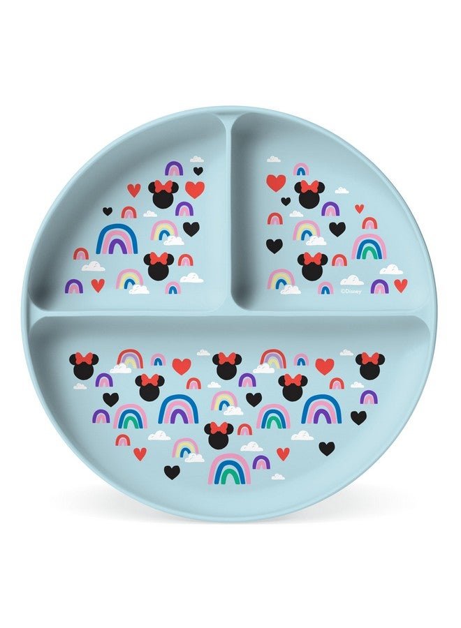 Disney Silicone Plate For Baby And Toddler Divided And Microwave Safe Plates For Kids Parker Collection Minnie Mouse Rainbows