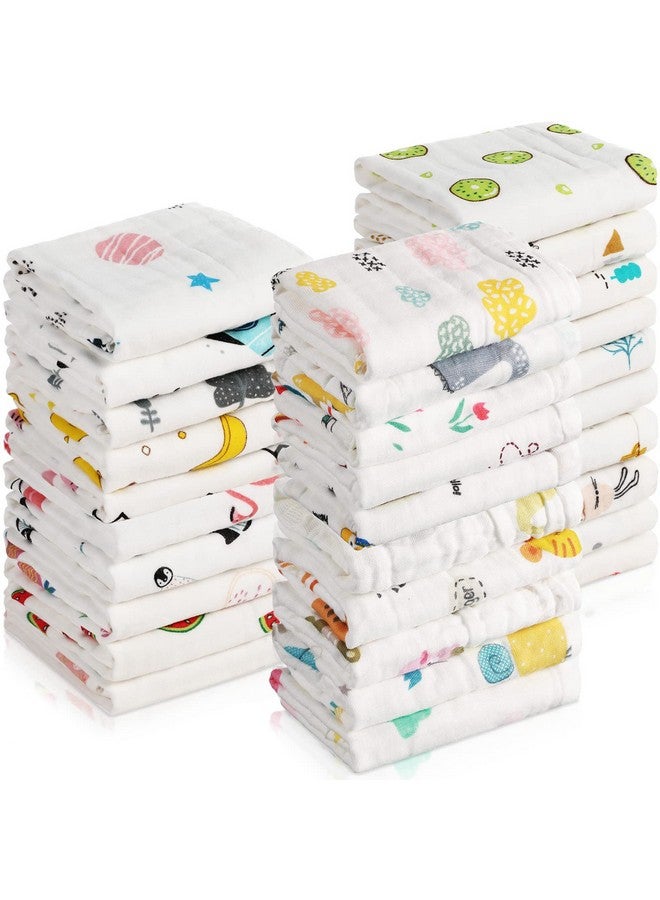 30 Pieces Muslin Baby Washcloths For Newborn 10”X10” Soft Absorbent Muslin Burp Cloths Wash Clothes Baby Face Towels For Toddler Boy Girl Shower Gift Baby Registry