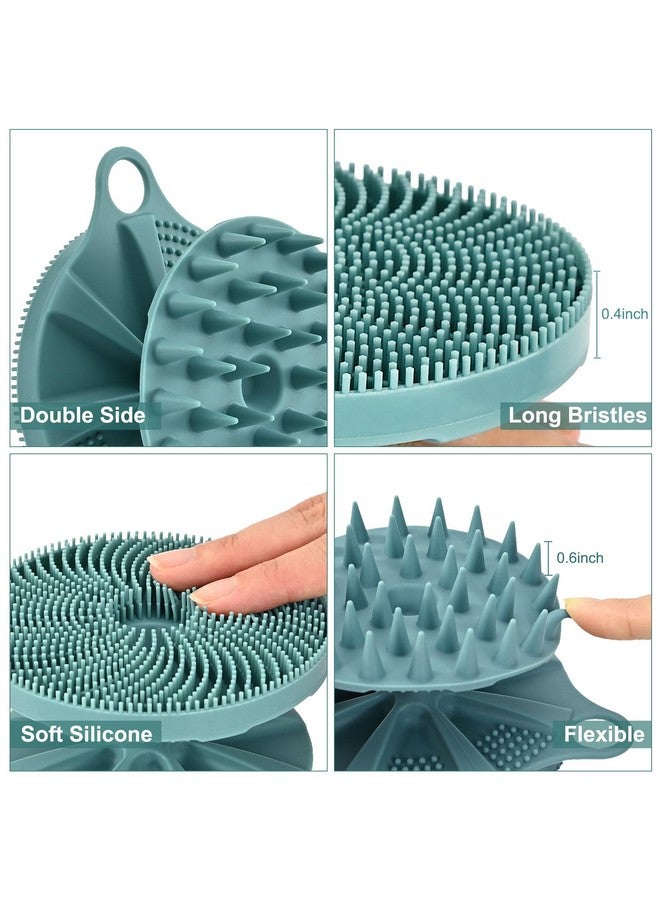 2In1 Silicone Body Scrubber And Scalp Massager Shampoo Brush Foodgrade Soft Material More Hygienic Easily Lather Convenient For Travel Gym Businessetc (Dark Green)