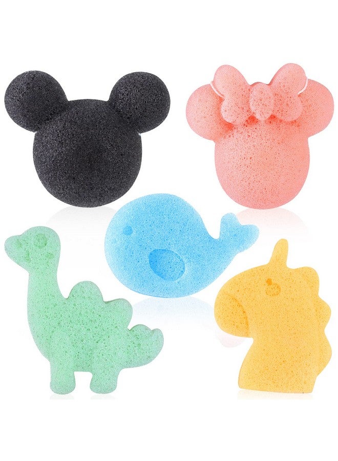 Konjac Baby Bath Sponge For Bathing Classic Shapes Natural Bath Sponges For Infants Toddler Newborns Natural And Safe Plantbased Konjac Baby Bath Accessories 5Pcs (Set1)