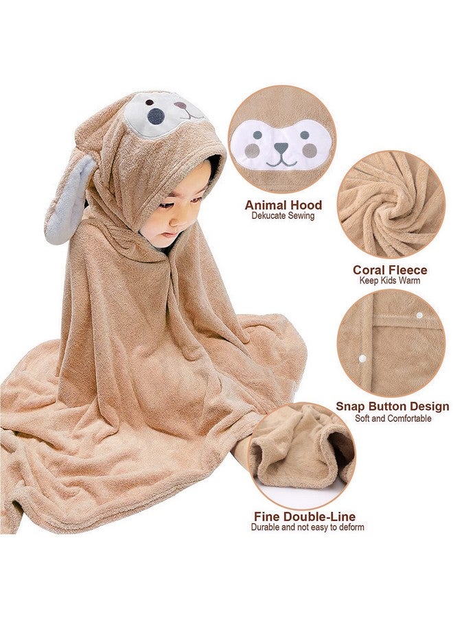 Premium Hooded Towel For Kids28×55 Inch Large Size Kids Bath Towelultra Soft Hooded Towel Wrap For Boys Girls Highly Absorbent Bathrobe Blanket Gifts For Toddlers Shower (Brown)