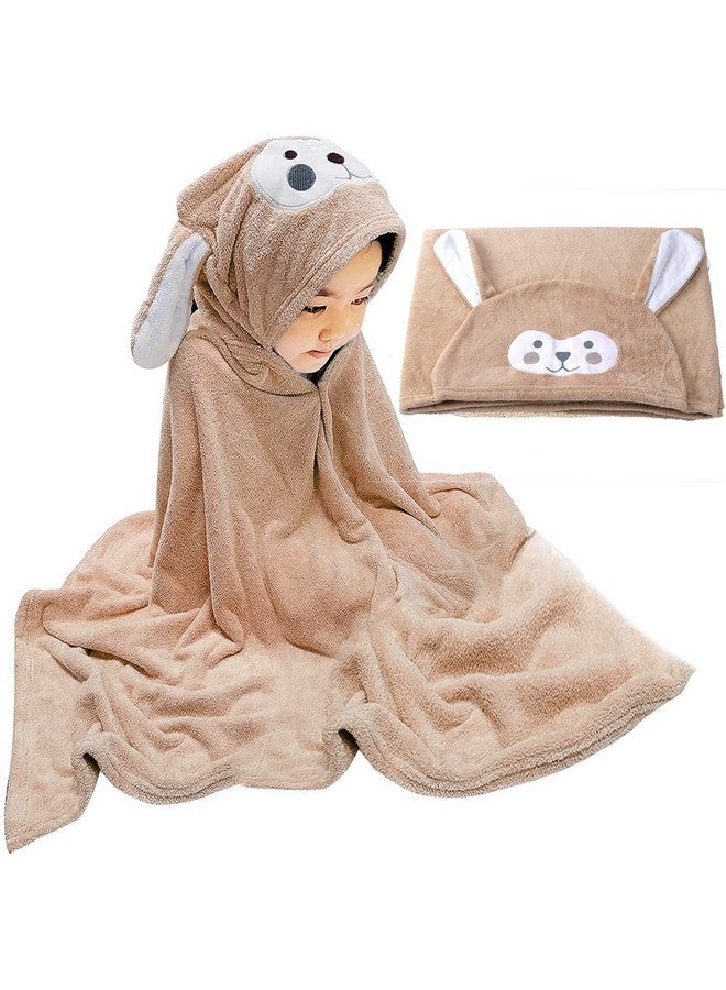 Premium Hooded Towel For Kids28×55 Inch Large Size Kids Bath Towelultra Soft Hooded Towel Wrap For Boys Girls Highly Absorbent Bathrobe Blanket Gifts For Toddlers Shower (Brown)
