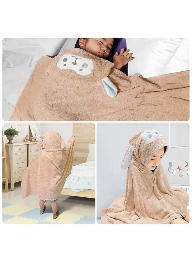 Premium Hooded Towel For Kids28×55 Inch Large Size Kids Bath Towelultra Soft Hooded Towel Wrap For Boys Girls Highly Absorbent Bathrobe Blanket Gifts For Toddlers Shower (Brown)