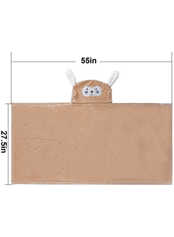 Premium Hooded Towel For Kids28×55 Inch Large Size Kids Bath Towelultra Soft Hooded Towel Wrap For Boys Girls Highly Absorbent Bathrobe Blanket Gifts For Toddlers Shower (Brown)