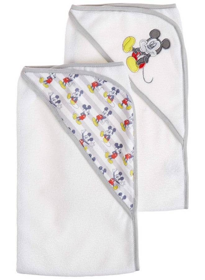 Disney Mickey Mouse Baby Boys 2 Pack Rolled Hooded Towels On Header Card