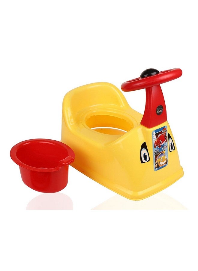 Toilet Trainer Baby Potty Seat Ferrari Car Designed With Removable Bowl & Closing Lid (Yellow)