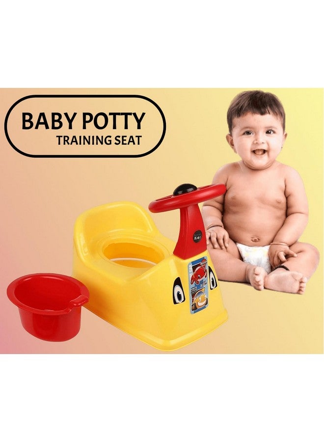 Toilet Trainer Baby Potty Seat Ferrari Car Designed With Removable Bowl & Closing Lid (Yellow)