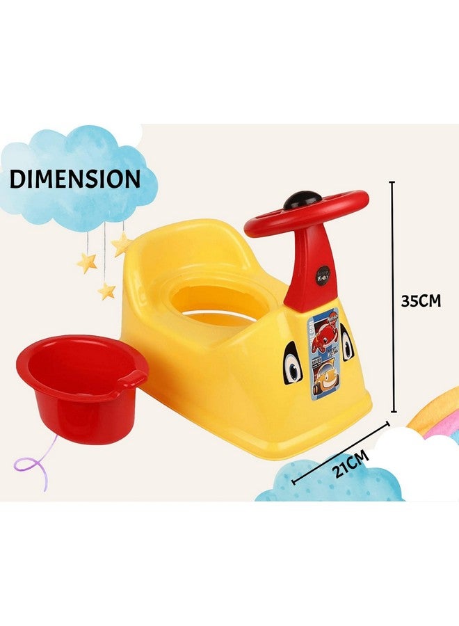 Toilet Trainer Baby Potty Seat Ferrari Car Designed With Removable Bowl & Closing Lid (Yellow)