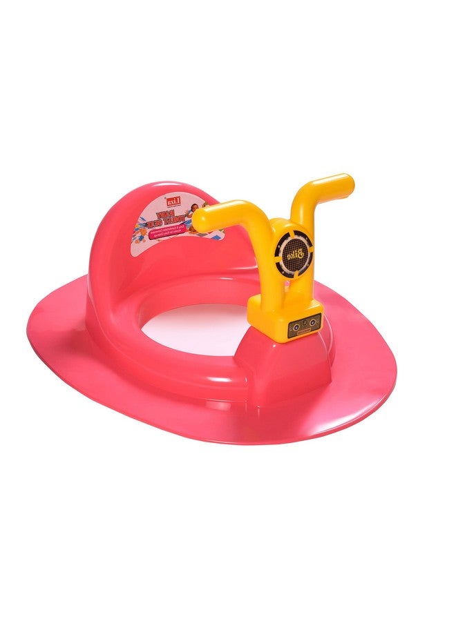 Kids Toilet Trainer Baby Potty Seat With Bike Handle And Back Support Toilet Seat For Western Toilet (Red & Yellow)