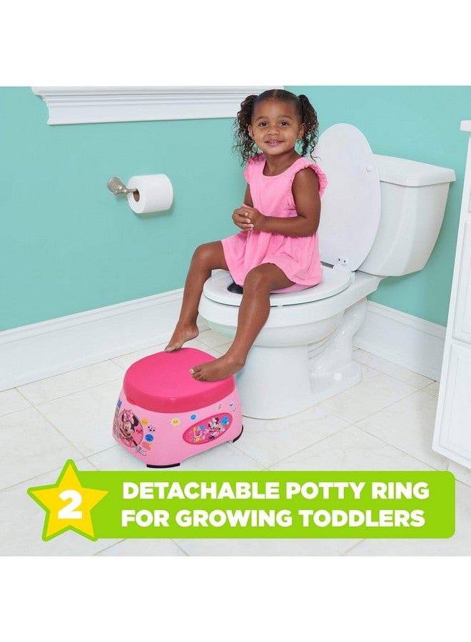 Disney'S Minnie Mouse Made You Smile 3In1 Potty Training System For Toilet Training Kids Multistage Potty Training Floor Potty Detachable Potty Ring Step Stooltoilet Seat For Kids&Toddlers