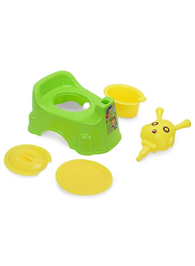 Robot Baby Potty Training Seat Chair For Kids Infant Potty Toilet Chair With Removable Tray & Closing Lid (Green)