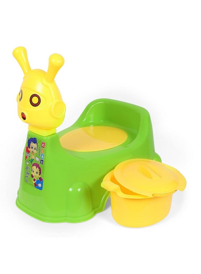 Robot Baby Potty Training Seat Chair For Kids Infant Potty Toilet Chair With Removable Tray & Closing Lid (Green)