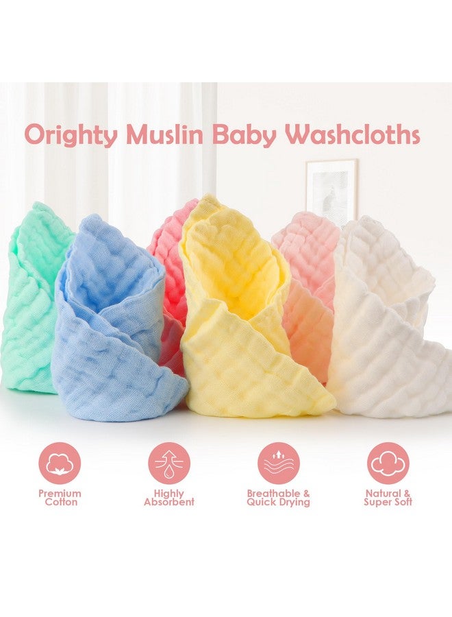 Muslin Baby Washcloths Pack Of 6 Soft Face Cloths For Newborn Absorbent Baby Bath And Face Towels 100% Cotton Baby Wipes Burp Cloths Feeding Towels For Babies And Infants 10 X 10’’