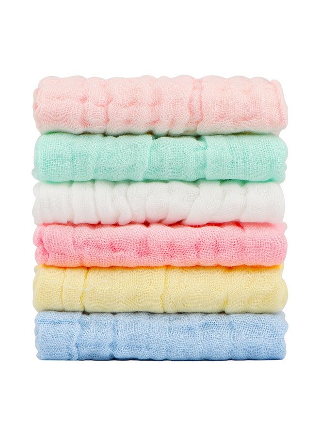 Muslin Baby Washcloths Pack Of 6 Soft Face Cloths For Newborn Absorbent Baby Bath And Face Towels 100% Cotton Baby Wipes Burp Cloths Feeding Towels For Babies And Infants 10 X 10’’