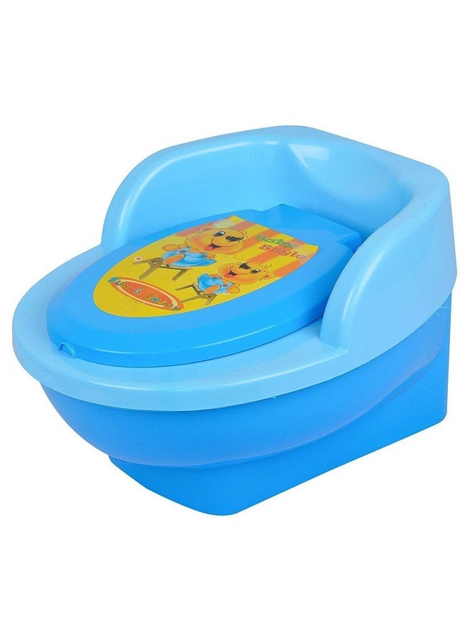 Baby Toilet Training Potty Seat With Upper Closing Lid And Removable Bowl (Blue)