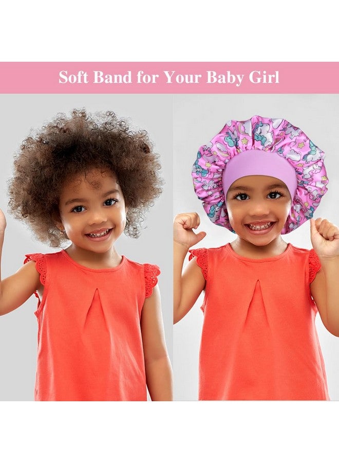 3Pcs Satin Bonnets For Kids Sleeping Cute Hair Bonnet With Scrunchies For Girls Curly Hair A