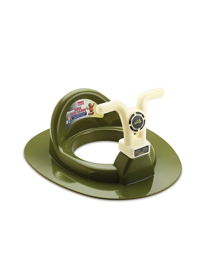 Kids Toilet Trainer Baby Potty Seat With Bike Handle And Back Support Toilet Seat For Western Toilet (Green)