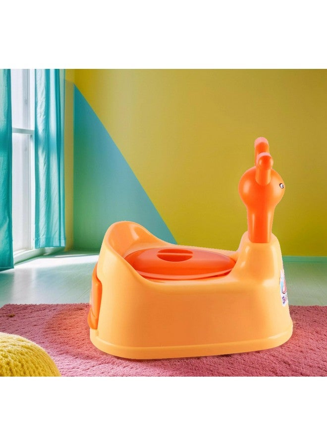 Toilet Trainer Baby Potty Seat Cartoon Face With Removable Tray & Closing Lid (Orange1)