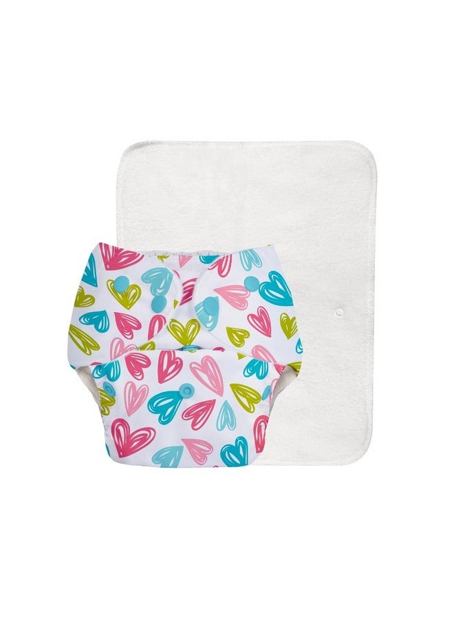 Basic Reusable Cloth Diaper With New Quick Dry Ultrathin Pads 100% Cloth Freesize Diapers For Baby 03 Yrs Stay Dry & Lasts Up To 3Hrs Trim Fitting Dries 2Times Faster Hearts