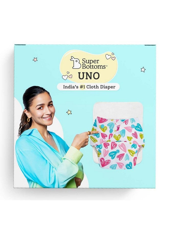 Basic Reusable Cloth Diaper With New Quick Dry Ultrathin Pads 100% Cloth Freesize Diapers For Baby 03 Yrs Stay Dry & Lasts Up To 3Hrs Trim Fitting Dries 2Times Faster Hearts