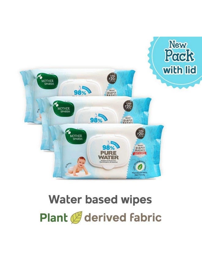 99% Pure Water Natural Plant Made Cloth Super Thick I 72 Pcs/Pack Pack Of 2 (Super Saver Pack) + 98% Pcs/Pack Pack Of 3