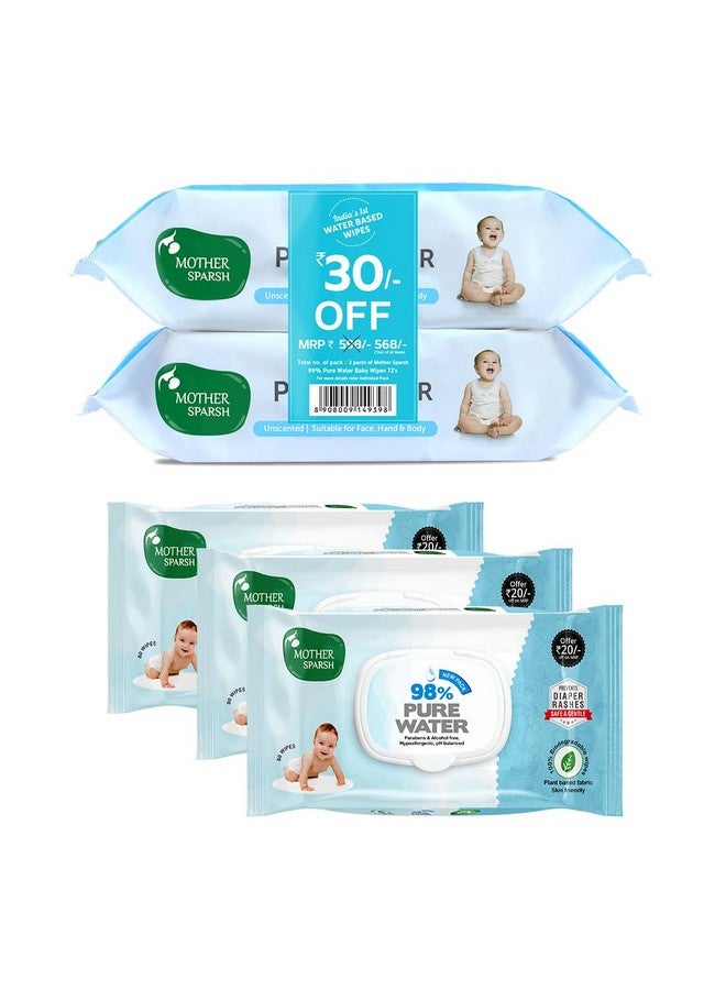 99% Pure Water Natural Plant Made Cloth Super Thick I 72 Pcs/Pack Pack Of 2 (Super Saver Pack) + 98% Pcs/Pack Pack Of 3