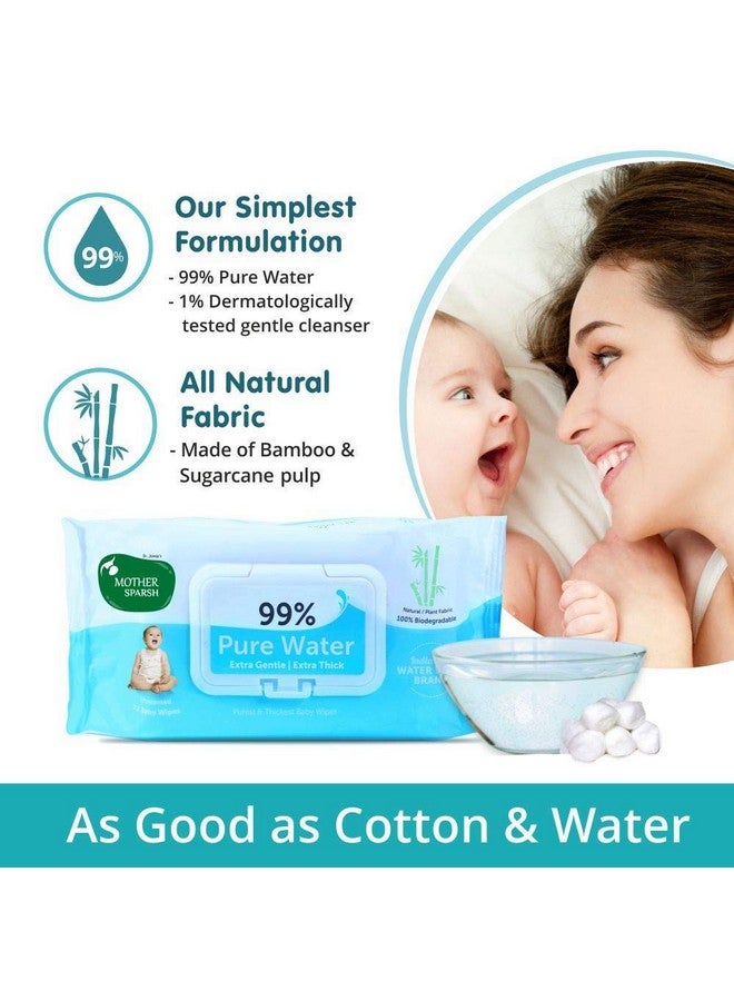 99% Pure Water Natural Plant Made Cloth Super Thick I 72 Pcs/Pack Pack Of 2 (Super Saver Pack) + 98% Pcs/Pack Pack Of 3