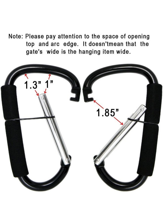 Large Stroller Hooks For Mommy 2 Pcs Carabiner Stroller Hook Organizer For Hanging Purses Diaper Bag Shopping Bags. Clip Fits Single/Twin Travel Systems Car Seats And Joggers (Black+Rose)