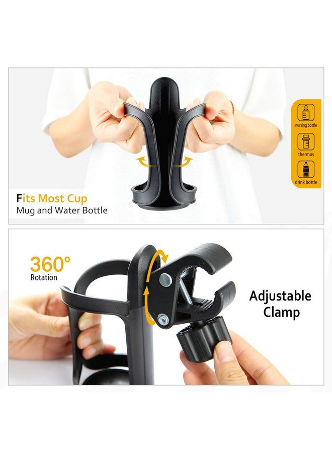 Pack Of 2 Pram Cup Holderuniversal Stroller Cup Holdersadjustable Pushchair Bottle Organizer For Bikes Trolleyswalkers And Wheelchairs